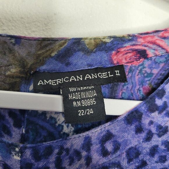 Vintage American Vintage II purple pink mixed print grunge maxi plus size dress - Picture 4 of 6